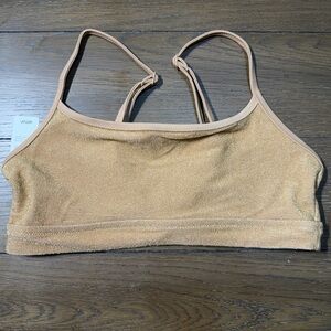 Aerie Gold Sparkle Bikini Top with Adjustable Straps size small